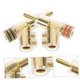 IWOWHERO 2pcs Gold Plated Solderless Banana Plugs Right Angle Speaker Wire Adapter for Amplifiers Durable Connection for Sound Systems Stable Audio Signal