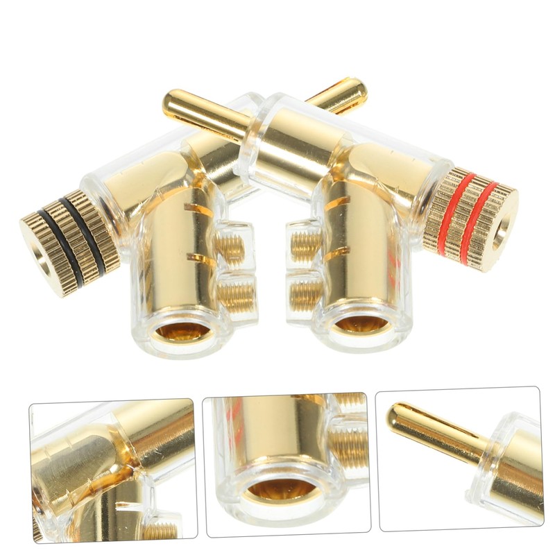 IWOWHERO 2pcs Gold Plated Solderless Banana Plugs Right Angle Speaker