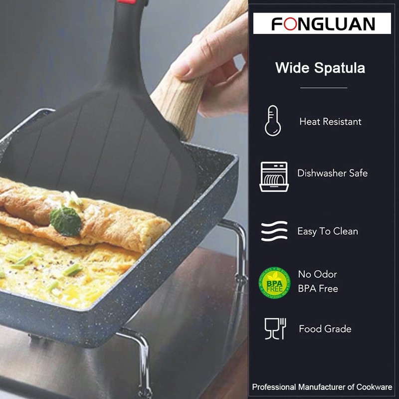 FONGLUAN Silicone Wide Turner/Spatula Kitchen Spatulas Nonstick Cookware for Cooking
