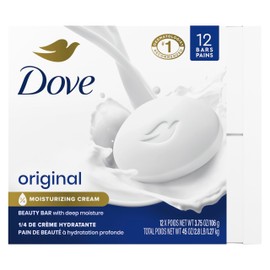 Dove Beauty Bar Soap 12 Bars Original, for Soft, Smooth Skin, with 1/4 Moisturizing Cream 3.75 oz
