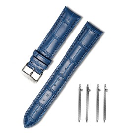 MUENShop Genuine Leather Watch Strap Alligator Quick Release Classic Pin Buckle for 18 mm - 24 mm Black/Brown/Blue/Green Calfskin Replacement Strap for Men/Women