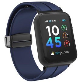 Lamshaw Compatible for ITOUCH AIR 4 Bands, 24mm Soft Silicone Magnetic Buckle Sport Wristband Replacement Straps Women Man Compatible for ITOUCH AIR 4 41mm / 46mm / Air 3 44mm Smartwatch (Blue)