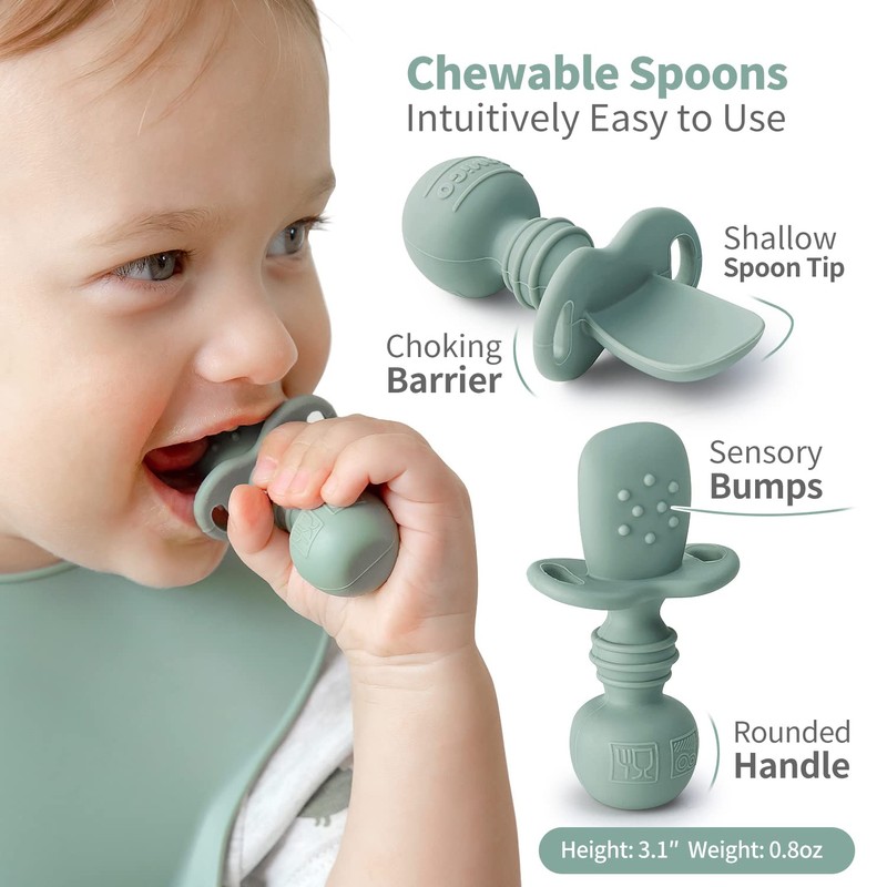 SAMiGO Silicone Baby Spoons Self Feeding 6+ Months - Infant
