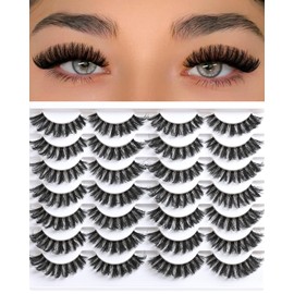 FenBair Lashes False Eyelashes Natural Wispy Fake Lash Strips 100D Strip Lash Clusters Cat Eye Volume Mink Eyelash Pack Fluffy Eye Lashes Natural Look Short Cateye Full Pestañas Sets