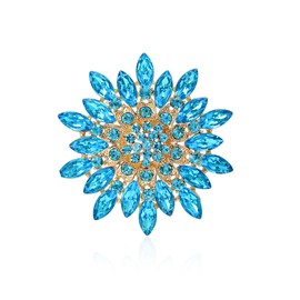 Rhinestone Flower brooch Pin Large Crystal Flower brooch Lapel Pins Wedding Party Birthday Dance Banquet Dress Suit Ceremony Clothes Hat Bag Accessories Jewelry for Women (Blue1)