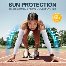 Rescoto 2 Pairs UV Protection Cooling Arm Sleeves Compression Sun Sleeves for Men Women Youth, Tattoo Cover Up, UPF 50 (4 Pairs: Black)