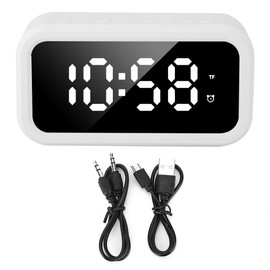 Multi Function Rechargeable Bluetooth Speaker Stereo Player LED Digital Alarm Clock(White )