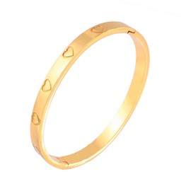 MILAKOO Gold Plated Stainless Steel Bracelet Simple Minimalist Stylish Bangle Heart Charms Stackable Cuff Gorgeous Gifts