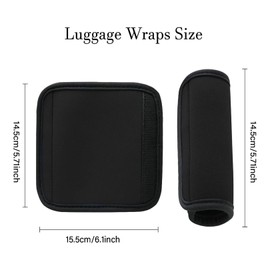2 Pcs Luggage Handle Wrap,Pure Black Reusable Nylon Handle Cover,Breathable Soft Classic Suitcase Hand Covers,for Handbags,Suitcases,Luggage Tag Wraps Travel Accessories(Black)