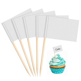 lohey 100PCS Blank Toothpick Flags Food Labels (3.5 * 2.5cm) Fruit Picks for Party Food, Cheese Plate & Cupcake Toppers, Cheese Labels, Baby Shower Names, Fruit Salad Cocktail Sticks Food Supplies