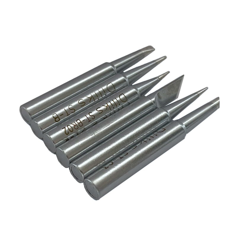 ST 6pcs Soldering Iron Tips Set Includes K+I+B+BR02+D24+C3, For Weller