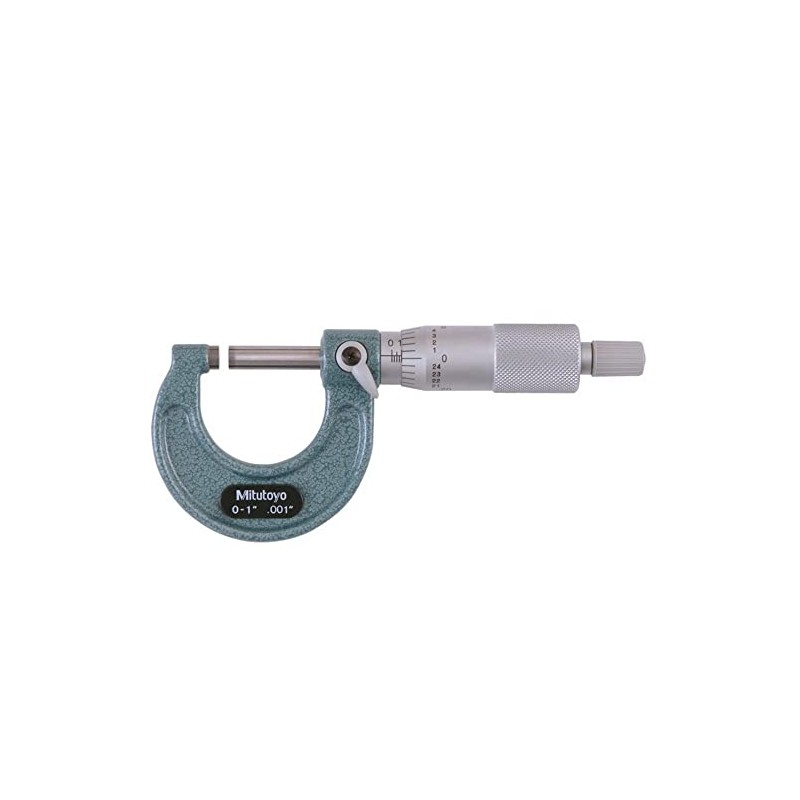 Mitutoyo 103-177 Outside Micrometer, Baked-enamel Finish, Ratchet Stop, 0-1" Range,