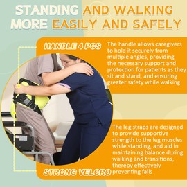 EZ Assistive Gait Belt for Seniors with Padded Handles and Leg Straps,Transfer Belts Medical Safety Belt for Elderly Lifting or Walking-330Lbs