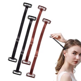 Face Lifting Band with Hair Clip, Pack of 4 Facelifting Tape Bands, Facelift Patch Bands, Facelift Bands with Clips, Face Lifting Tape, Adjustable Elastic Face Lifting Belt, Black Brown