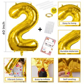Smlpuame 40 Inch 2025 Balloons Gold, Huge Foil Number Balloons for Happy New Years Festival Celebration Prom Party Supplies Class of 2025 Graduation Decorations
