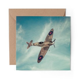 1 x Greeting Card British RAF Spitfire Vintage Plane - Blank Birthday Celebration Anniversary #16310