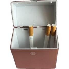 Zigarettenetui XXL aus Kunststoff, Rot-Metallic, für 50 Zigaretten, mit Druckknopf-Verschluss