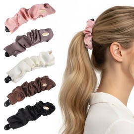 Qianyu Pack of 5 Banana Hair Clips Satin Banana Hair Clips