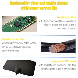 TV Antenna - 4K HD Amplified Digital HDTV Indoor Antenna with Signal Booster - 360° Long Reception TV Aerial Support All Types TV