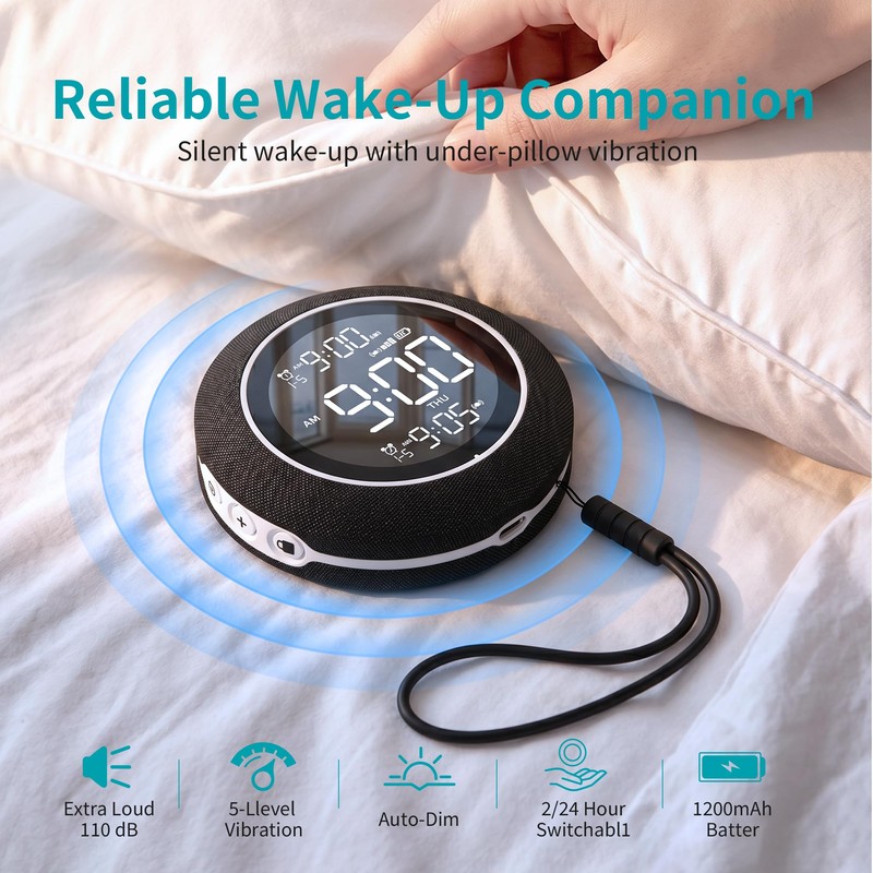 IKHDCYH Super Loud Vibrating Alarm Clock for Heavy Sleepers Adults