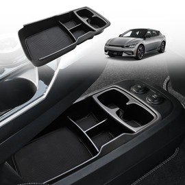 BestEvMod Lower Center Console Organizer Tray Compatible with Kia EV6 2022-2024 2025 Interior Accessories Storage Box ABS Material with PVC Trim Accessories (Lower Organizer-V2)