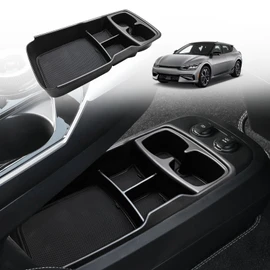 BestEvMod Lower Center Console Organizer Tray Compatible with Kia EV6 2022-2024 2025 Interior Accessories Storage Box ABS Material with PVC Trim Accessories (Lower Organizer-V2)