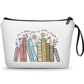 SEAMOON - Regalos para bibliotecarios, regalos para lectores, bolsas de cosméticos de viaje para mujeres, ideas de regalo de cumpleaños para mujer, bolsa de maquillaje de lona, regalo divertido para