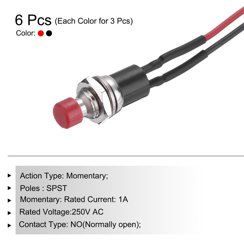 sourcing map Set of 6 1A 250V AC 7mm Mini