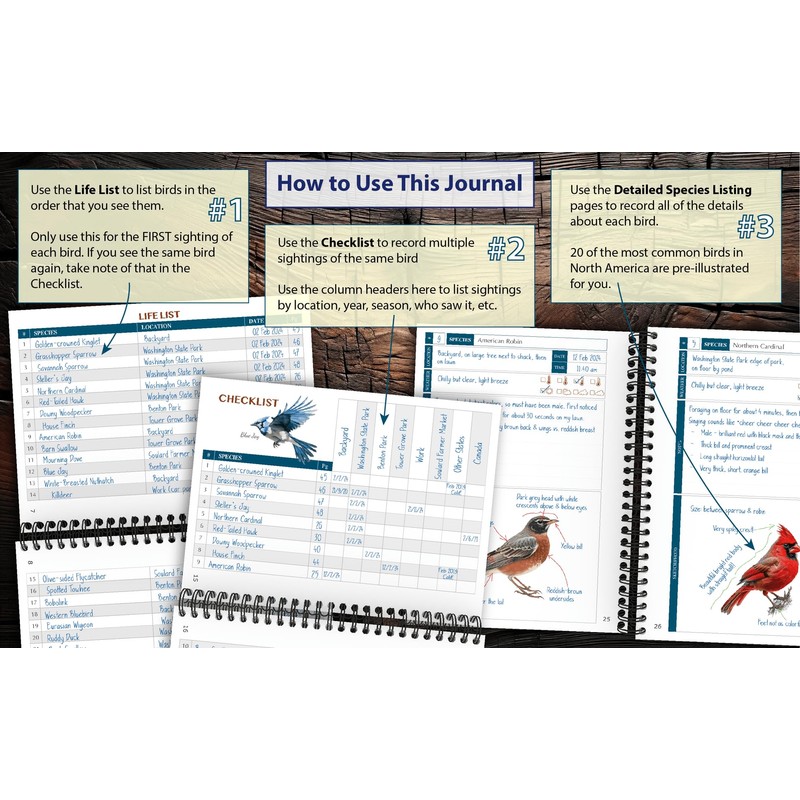 Bird Watching Journal with Life List & Checklist - Improve