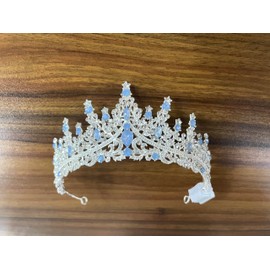 Brishow Light Up Opal Rhinestones Princess Tiaras, Bridal Wedding Fantasy Crystal Crowns, Medieval Quinceanera Headband for Women (Silver)