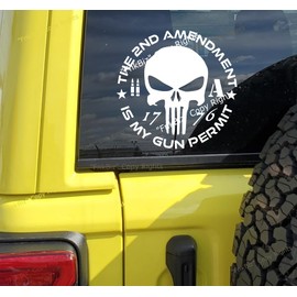 2nd Amendment Skull 1776 2A Gun Rights Decal Skull Sign Truck Car Window Patriotic Gift Idea Printed UV Ink Vinyl Square Sticker