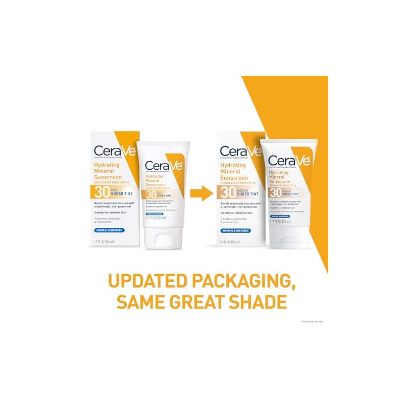 CeraVe Tinted Sunscreen with SPF 30 | Hydrating Mineral Sunscreen