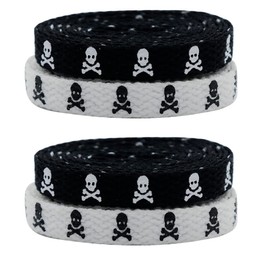 Holibanna 2 Pairs Skull Shoelaces - Flat, Elastic Sports Shoe Straps for Canvas Shoes - Decorative Shoestring Accessory