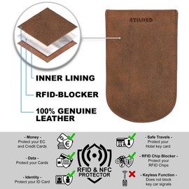 STILORD 'Toby' Leather Key Holder Pouch Vintage Key Case Wallet for Men Women Slim Leather Purse Vintage Organiser Coin Pouch for Handbags Pocket, Colour:Torino - Brown