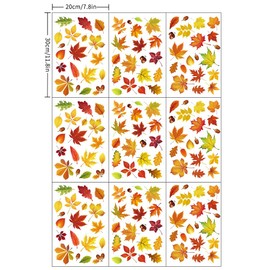 QUUPY 9PCS Thanksgiving Fall Leaves Window Clings Autumn Window Stickers Decals Maple Leaf Decoration Living Room Party Ornaments