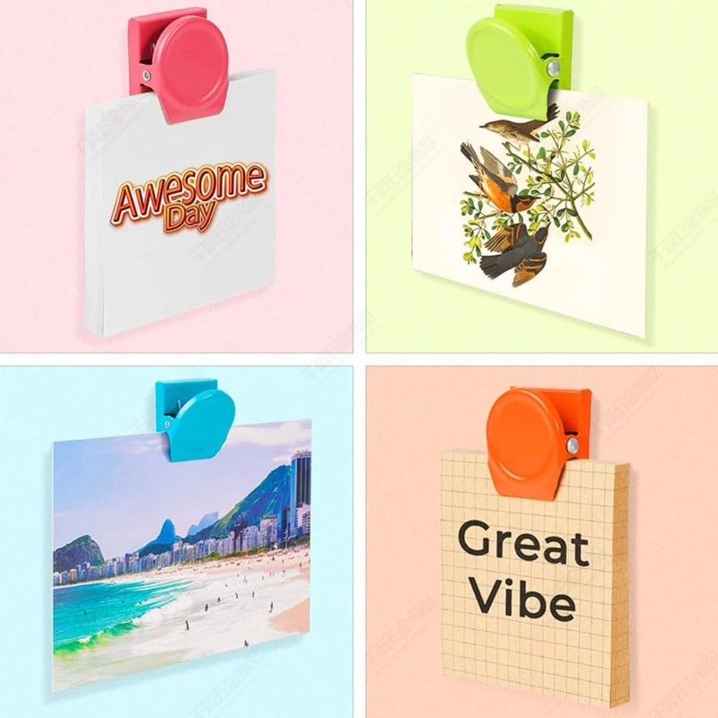 6 Pieces Multi Colour Magnetic Metal Clip, Fridge Whiteboard Wall