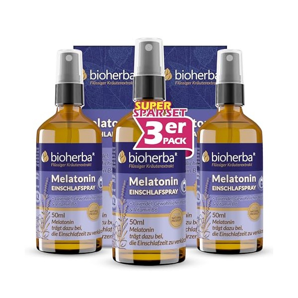BIOHERBA 3 Stk.Melatonin Einschlafspray 50 ml C Mit Lavendel Hopfen