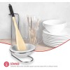 Home Basics Standing Spoon Rest with Ceramic Tray and Wooden