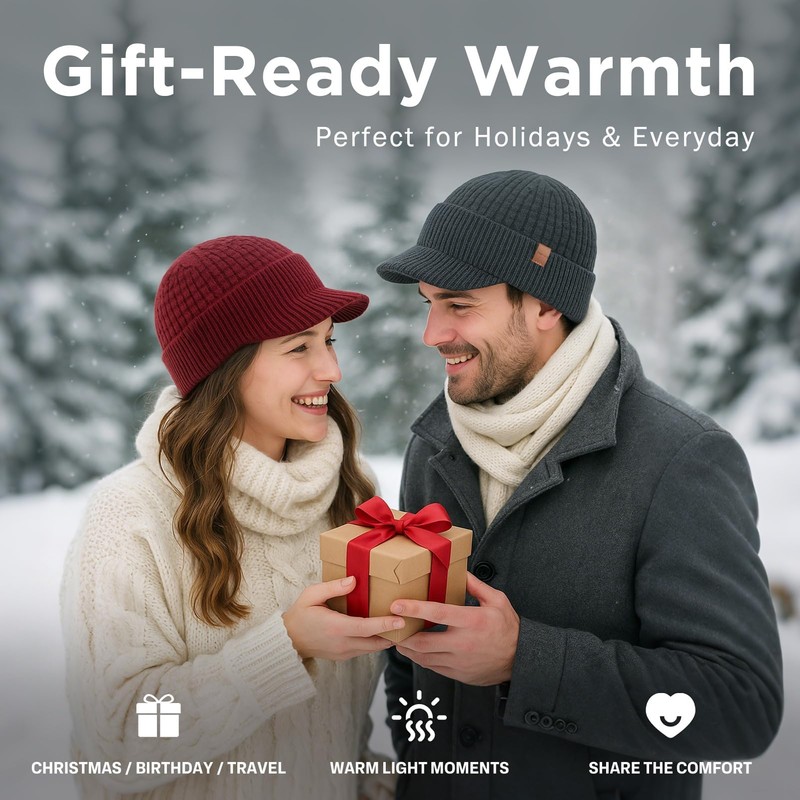 TOP-EX PolarWool™ XL/XXL 50% Merino Wool Peaked Beanie Hat Men