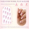 24PCS French White Press on Nails – Short Oval Shape