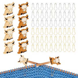 NBEADS Pack of 8 beef knitting needle stoppers, needle tip protector with 60 safety pear needles, pear-shaped knitting needles for knitting, crochet, sewing, DIY