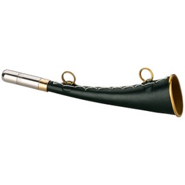 Bugle Hunting Horn Fog Horn 16 cm 21 cm 25 cm Hunting Boat Made of Brass, Green, Golden (Green, 21 cm)