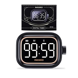 Kitchen Timer for Cooking, INKBIRD Digital Rechargeable Timer Large LED Smart Countdown Timer IDT-02 for Kids, Adults, Teachers, 4-Levels Alarm Magnetic Productivity Timer for Classroom Office Kitchen