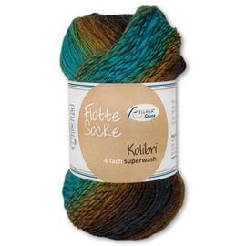 Frida's Wollhaus Rellana 100 g Fleet Sock Hummingbird 4-Ply Sock Wool, 14 Colours (6217, Petrol, Yellow, Turquoise, Purple)