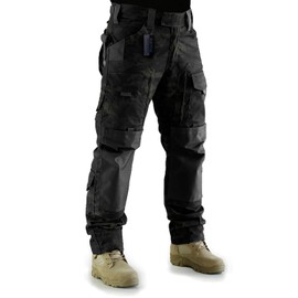 ZAPT Tactical Pants Molle Ripstop Combat Trousers Hunting Army Camo Multi-camo Black Pants for Men (Camo Black, L)