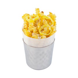 Met Lux 3.4 Inch French Fry Cup, 1 Hammered French Fry Holder - Mirrored Finish, Durable, Stainless Steel Fry Cup, For Serving Chips, Onion Rings, Tater Tots, or Vegetables - Restaurantware