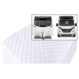 CARAVAN/MOTOR HOME ISLAND BED Polycotton QUILTED FITTED MATTRESS PROTECTOR (Hand Made to order) 10" Deep (26cm)