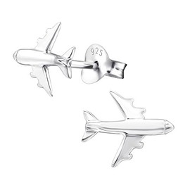 Airplane Plane Jet Earrings - 925 Sterling Silver