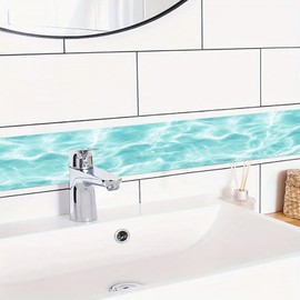 HOMETITUTE Wallpaper Border Peel and Stick Wall Border Aqua Water Ripple Decorative Wall Trim Self Adhesive Border for Walls Mirror Frame Accent Strip for Bedroom Kitchen Living Room 4x196 Inch