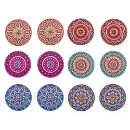 Ideen mit Herz 12 Diamond Painting Coasters with Metal Stand | 12 Cork Coasters | Includes Diamonds & Tools | 29 Pieces (Mandala 02)